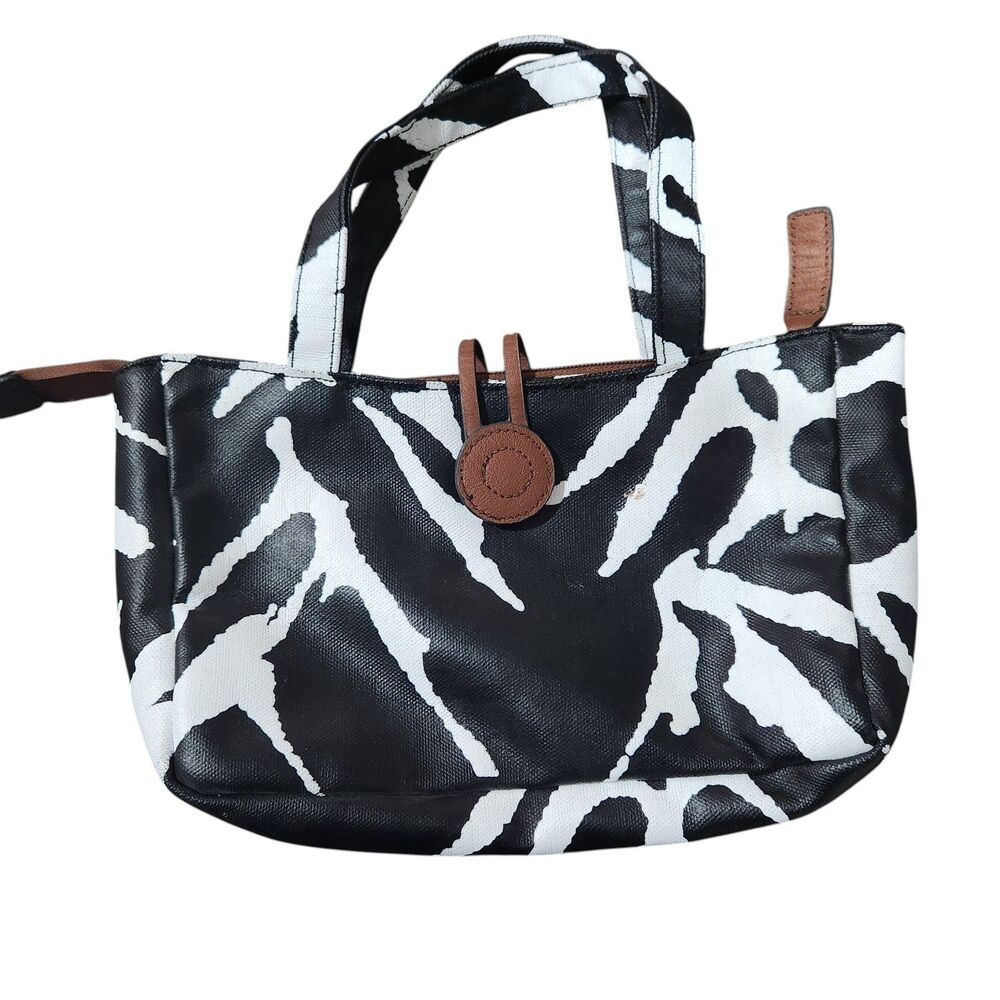 DVF Diane Von Furstenberg Zebra Print Tote Bag Black White Shoulder Purse‎